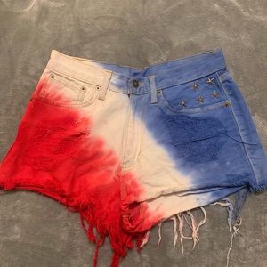 Red white & blue high waisted shorts